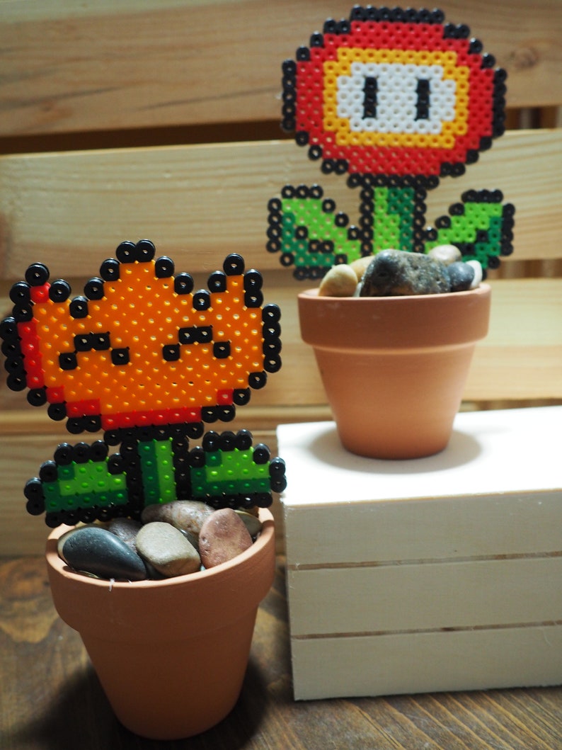 8-Bit Super Mario World Flower Fire Power Inspired Pixel plant | Etsy