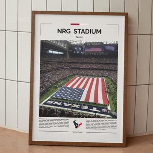 Póster del estadio NRG, arte mural de los Houston Texans, lámina de los Texans, póster de la NFL, arte mural de fútbol americano, regalo para aficionados al fútbol americano