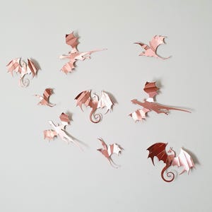 Rose Gold Dragon Wall Decal, Dragon Wall Art, Dragon Decor, Dragon Wall Sticker, 3D Dragon, Wall Dragons, Fantasy Wall Decor, Games Decor