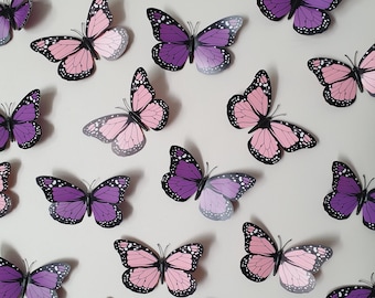 Pink Butterfly Wall Art, Purple Butterfly 3D Wall Decor, Butterfly Wall Decal, Butterfly Wall Stickers, Violet Butterfly, Wall Butterflies
