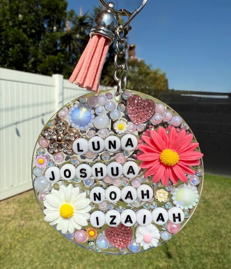 Decorated Keychains Custom Keychains, Chunky Keychain Resin Personalized Name Keychains ...