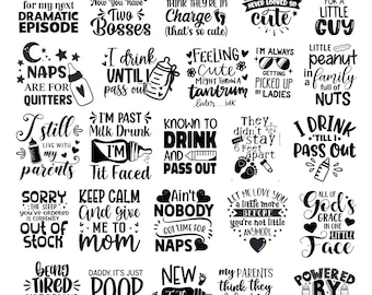 Funny Baby Saying PNG Bundle: Newborn Quotes, Baby Shower (digital download)