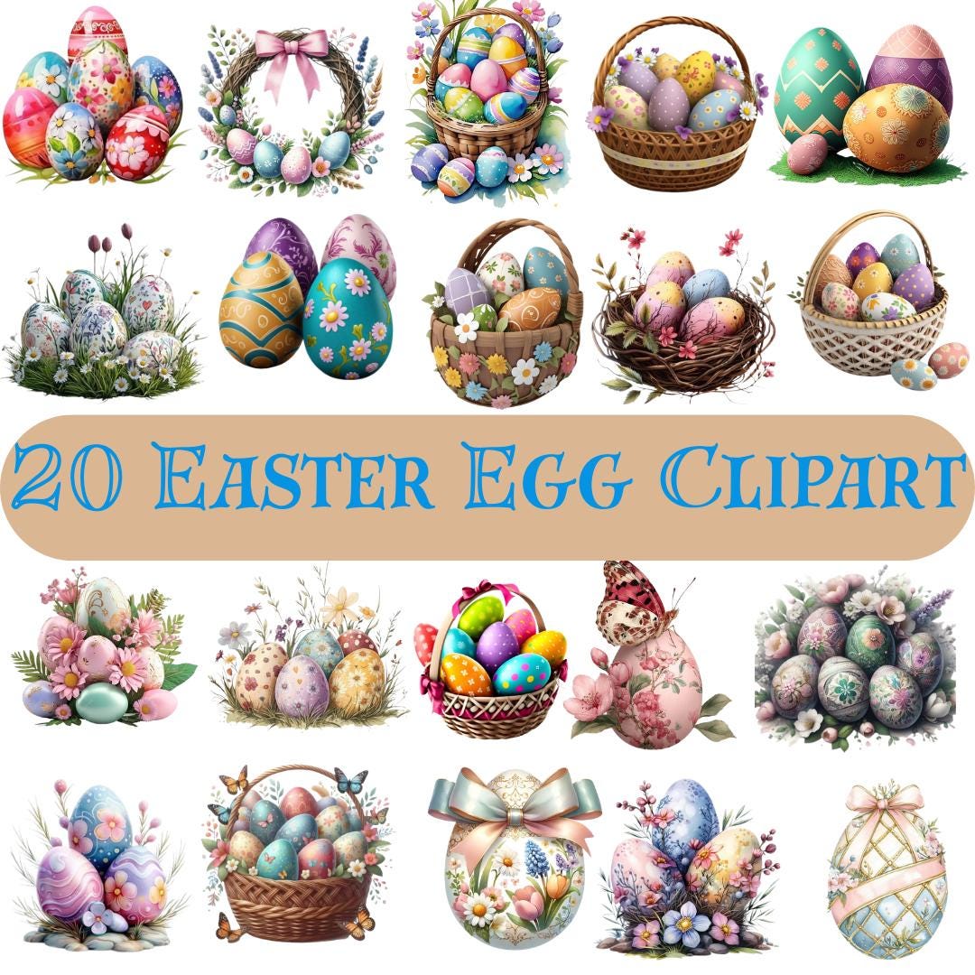 Watercolor Easter Egg Clipart, Spring PNG Graphics (digital Download ...