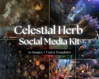 Herbal Social Media Kit | Celestial Apothecary Content for Instagram | Canva Templates + Stock Images