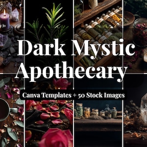 Dark Mystic Apothecary Canva Templates + Stock Photos | Social Media Kit -Herbal & Spiritual Brands image 1
