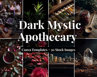 Dark Mystic Apothecary Canva Templates + Stock Photos | Social Media Kit -Herbal & Spiritual Brands