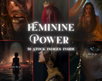 Dark Goddess Stock Photo Bundle: Divine Feminine Luxury Ritual Images (50 Photos)