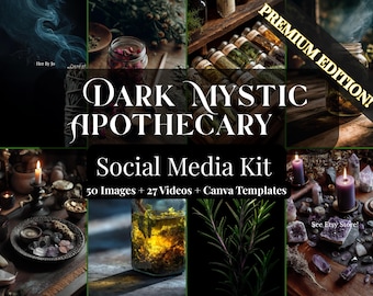Mystic Apothecary Social Media Kit | Canva Templates, Stock Photos & Videos | Herbal Branding