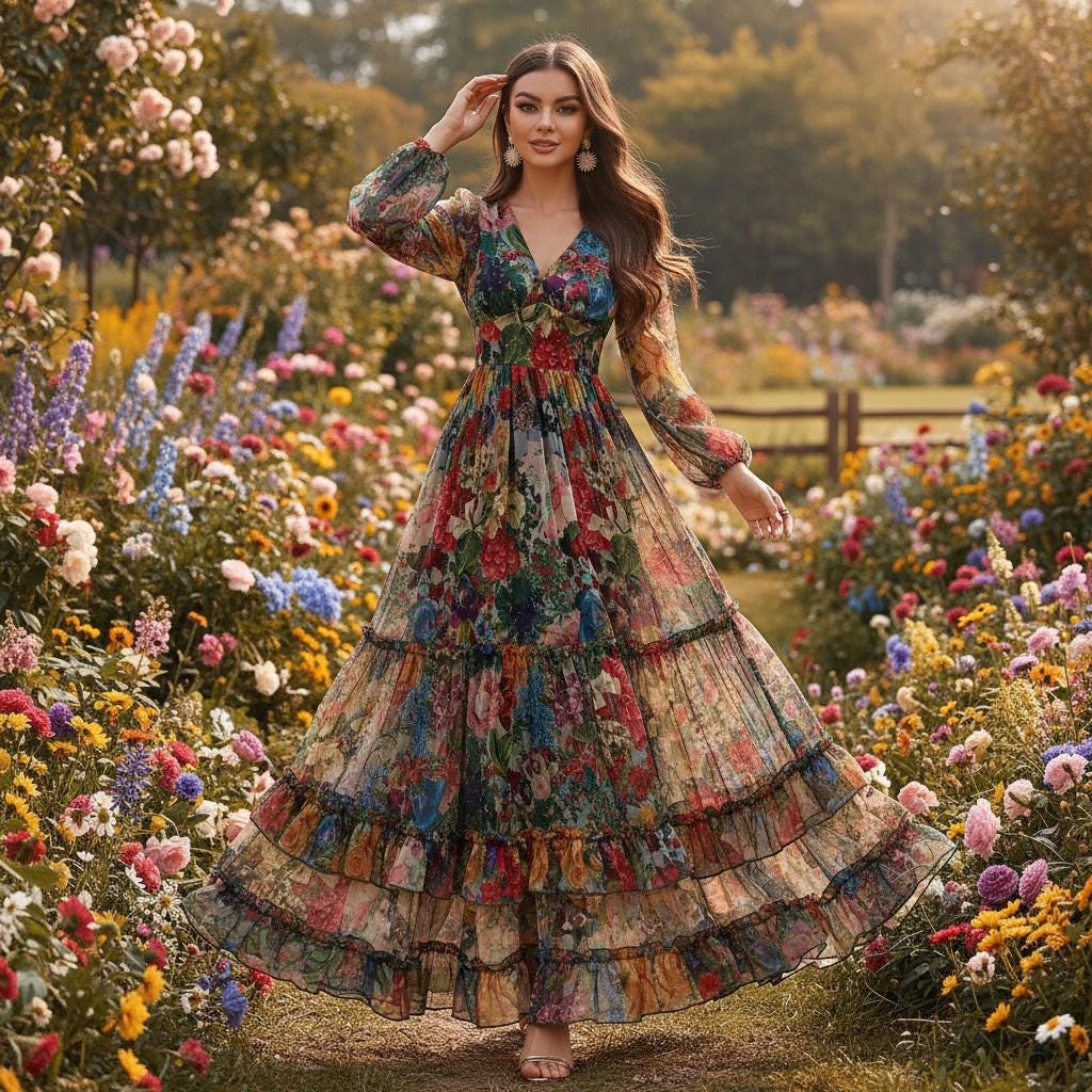 chinese dress ladies Amazon.com: MITILLY Women's Elegant Floral Long Sleeve Round Neck Smocked  A-Line Flowy Tiered Maxi Dress with Pockets Small Bean Paste Red :  Clothing, Shoes & Jewelry main image 0