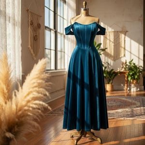 navy blue fairy dress Medieval Costume Handmade Historical Dress Retro Fairy Elf Dark Blue Velvet Gown with Chiffon Sleeves