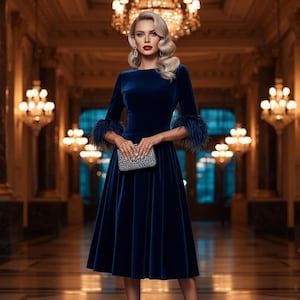 Blue Velvet Cocktail Dress - Etsy