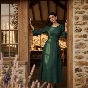 Dark Green High Neck Dress - Etsy