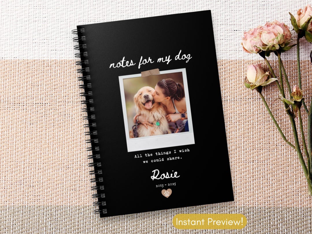 Dog Memorial Journal Custom Photo Spiral Notebook Cover Pet Grief ...