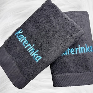 Personalized 2 pack Hand Towels - Embroidered Hand Towels - Christmas Gift - Pink, Navy, Silver, White, Grey, Dark Grey