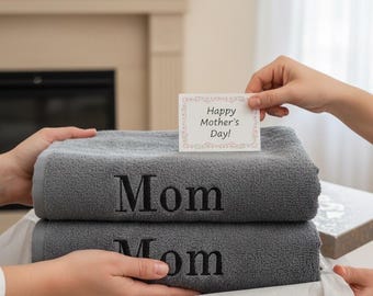Mother’s Day Gift - Personalized Turkish Cotton Towel Set- Name Embroidered Towel for Mom - Personalized Bathroom Towels - Customized Gift