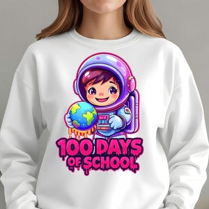 100 Days of School Astronaut PNG, Color Drip Space Design, Kids 100th Day Shirt Graphic, Teacher Student Celebration, Digital Download
