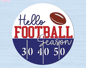 Hello Football Season DIY Kit – DIY Door Decor – Paint Your Own Sign – Laser Cut Plywood Sign – Laser Cut Unfinished Wood