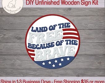 Land of The Free DIY Door Hanger Kit - Laser Cut Unfinished Wood