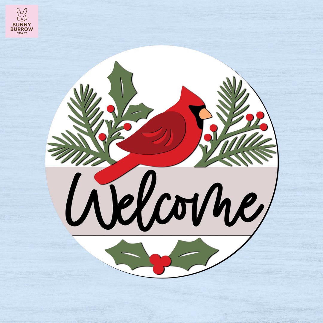Cardinal Note Welcom Welcome Cardinal DIY Kit – DIY Door Decor – Paint Your Own Sign – Laser ...