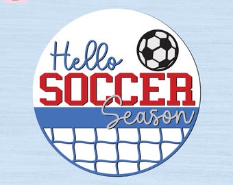 Hello Soccer Season DIY Kit – DIY Door Decor – Paint Your Own Sign – Laser Cut Plywood Sign – Laser Cut Unfinished Wood