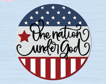 One Nation Under God DIY Kit – DIY Door Decor – Paint Your Own Sign – Laser Cut Plywood Sign – Laser Cut Unfinished Wood