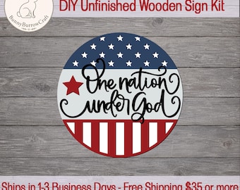 One Nation Under God DIY Door Hanger Kit - Laser Cut Unfinished Wood