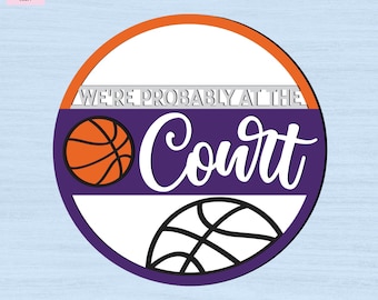 We're at the Court DIY Kit – DIY Door Decor – Paint Your Own Sign – Laser Cut Plywood Sign – Laser Cut Unfinished Wood