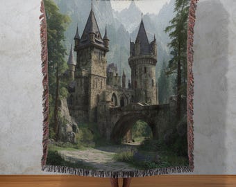 Gothik Mittelalter Gobelin Decke aus Baumwolle: Mittelalterlicher Wandbehang