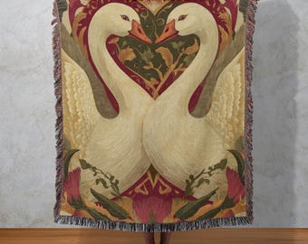 Romantische Gans gewebte Decke, Liebe Vogel Wandbehang, Vintage Dekor