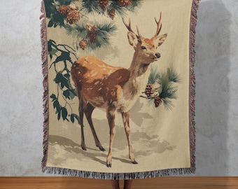 Hirsch gewebte Decke: Rustikaler Wandbehang