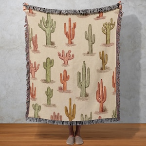 Geweven deken woestijn woestijn, western boho wandtapijt, rustieke zuidwestelijke muurhanger, decor natuurpatroon
