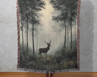 Reh gewebte Decke: Woodland Tapisserie Wandkunst, rustikale Cabin Decor