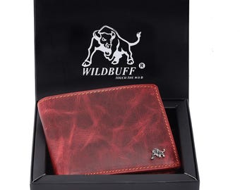 Wildbuff Mens Maroon Leather Wallet Timeless Everyday Wallet Gift Ready