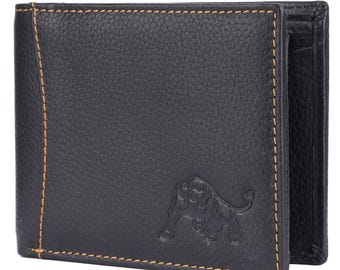 Wildbuff Mens Black Over Flap Leather Wallet Timeless Everyday Wallet Gift Ready