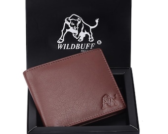Wildbuff Mens Brown Leather Wallet - Timeless Everyday Wallet Gift Ready
