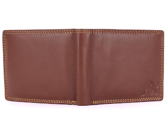 Wildbuff Mens Brown Double Stitched Leather Wallet Timeless Everyday Wallet