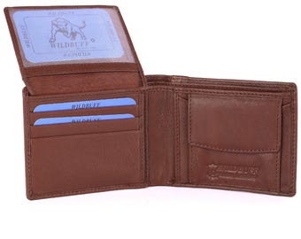Wildbuff Mens Brown Over Flap Leather Wallet Timeless Everyday Wallet Gift Ready
