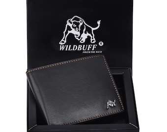 Wildbuff Mens Brown Over Flap Leather Wallet Timeless Everyday Wallet Gift Ready