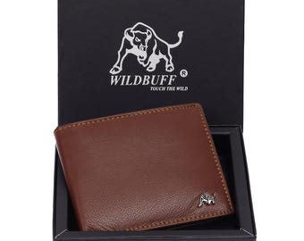 Wildbuff Mens Brown Leather Wallet Timeless Everyday Wallet Gift Ready