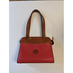 Dooney & Bourke Red Pebble Leather Shoulder bag Purse Handbag Brown VTG Vintage