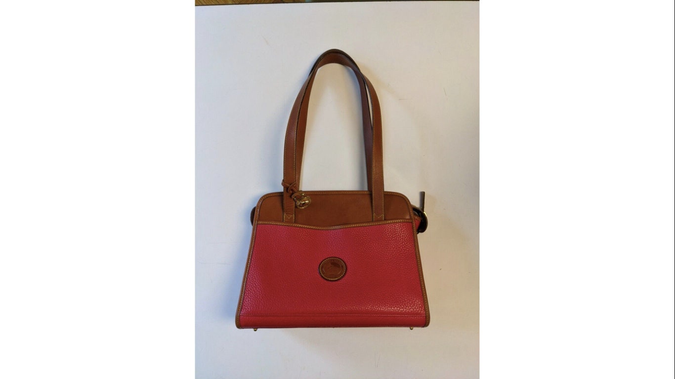 Dooney Bourke Red Pebble Leather Shoulder Bag Purse Handbag Brown VTG Vintage Etsy Ireland
