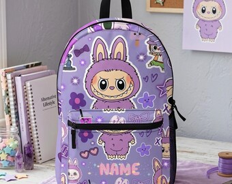 Mochila personalizada con el nombre Labubu, mochila escolar Labubu, mochila personalizada, regreso a clases, regalo para niños.