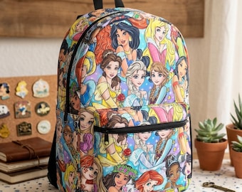Mochila de princesas Disney, bolsa para viaje familiar Disney, mochila escolar Disney, mochila personalizada, regreso a clases, regalo para niñas.