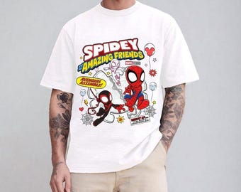 Camiseta de Spidey y sus increíbles amigos, camiseta de Spider-Man para niños pequeños, camiseta de Ghost Spider Spin, disfraz de superhéroe para cumpleaños infantil