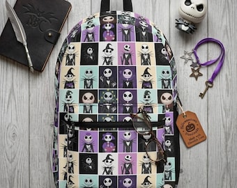 Mochila navideña vintage de Jack Skellington, Navidad en julio, mochila escolar navideña, mochila personalizada, regreso a clases, regalo para niños.
