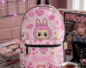 Mochila personalizada con el nombre Labubu, mochila escolar Labubu, mochila personalizada, regreso a clases, regalo para niñas.