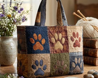 Bolso de mano acolchado clásico con huella de pata, bolso clásico con huella de pata, bolso de mano acolchado para amantes de los perros, bolso de mano para perros, regalo personalizado con nombre para mujeres.