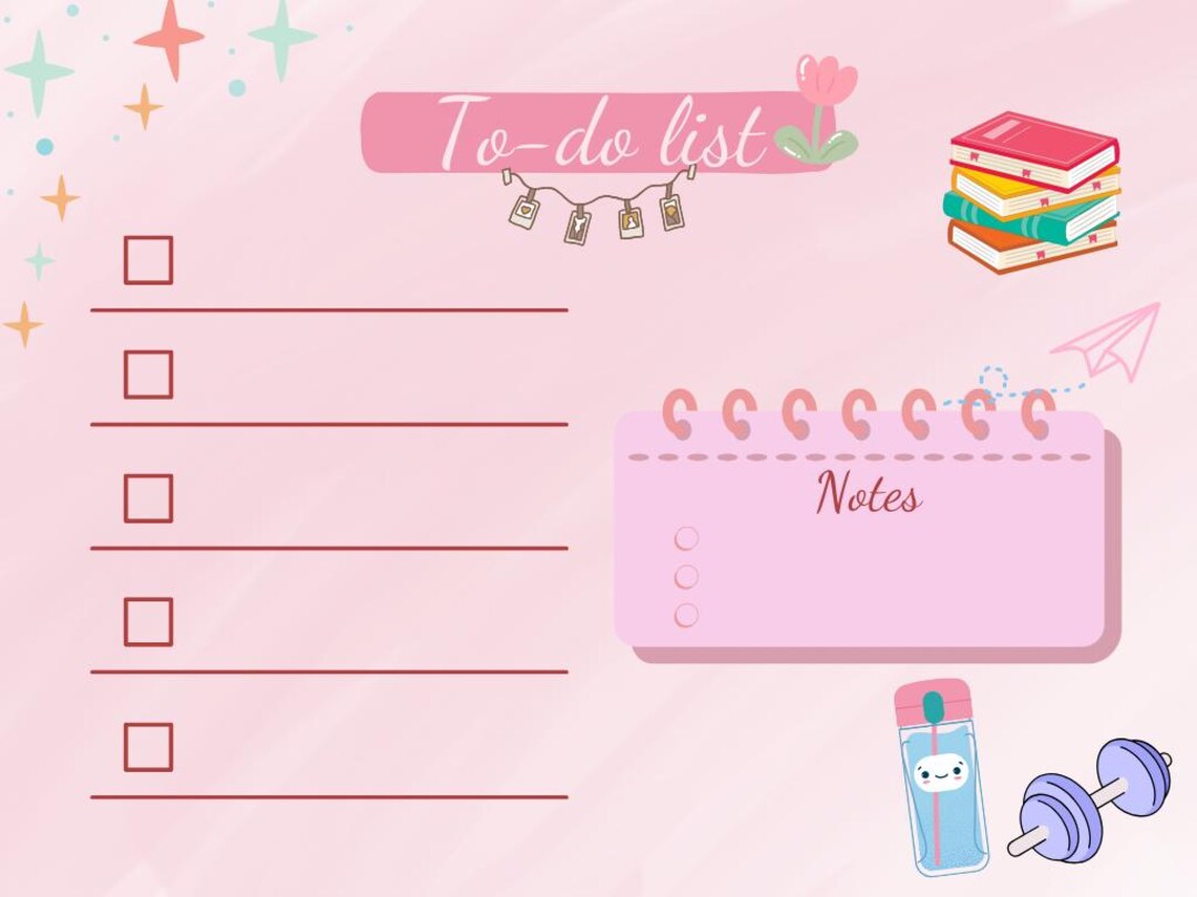 Modelo de lista de tarefas (versão rosa) por Alice - Etsy Portugal