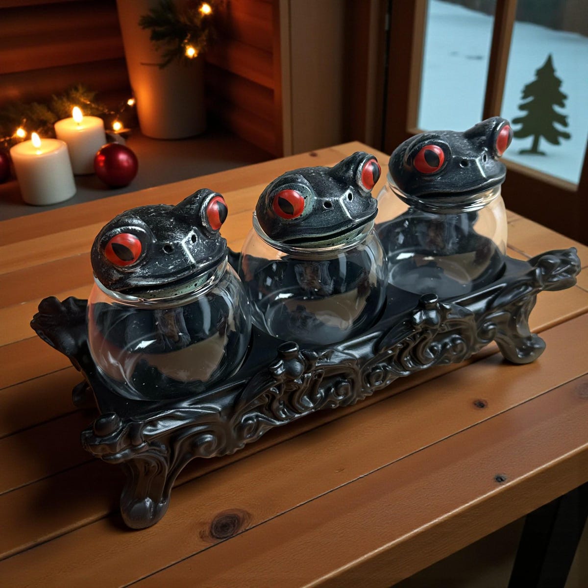Witchy Frog Apothecary Jar Set, Gothic Kitchen Spice Storage, Cast Iron Display - Etsy