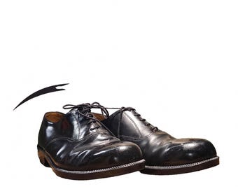 Schwarze Oxford Leder Parade Schuhe mit strapazierfähiger Gummisohle